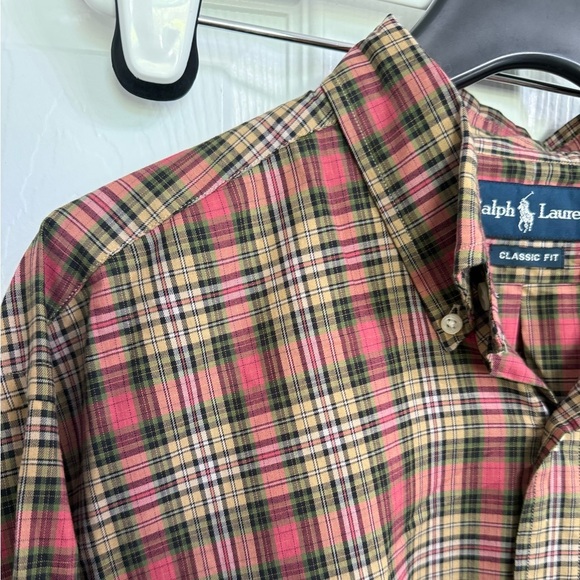 RALPH LAUREN CLASSIC FIT Men’s Button Up Dress Shirt Plaid Large Long Sleeve - Picture 2 of 5